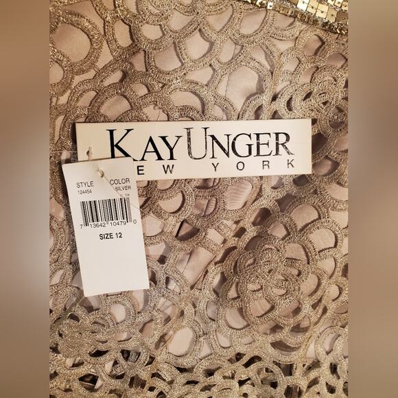 NWT Kay Unger Siver Metallic Dress Sz 12 - Picture 4 of 9